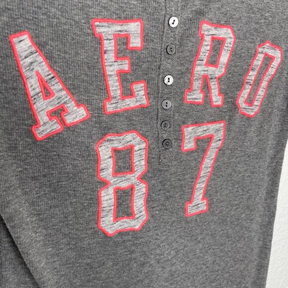 Aeropostale Womens Top Size L Y2K Light Gray Short Sleeve Pullover Casual - Picture 7 of 11
